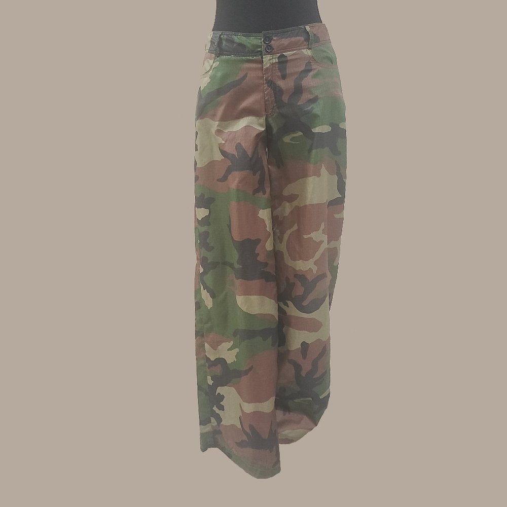 Super Rare Vintage Late 90s/Y2K BETSEY JOHNSON Camouflage Wide Leg Raver Pants